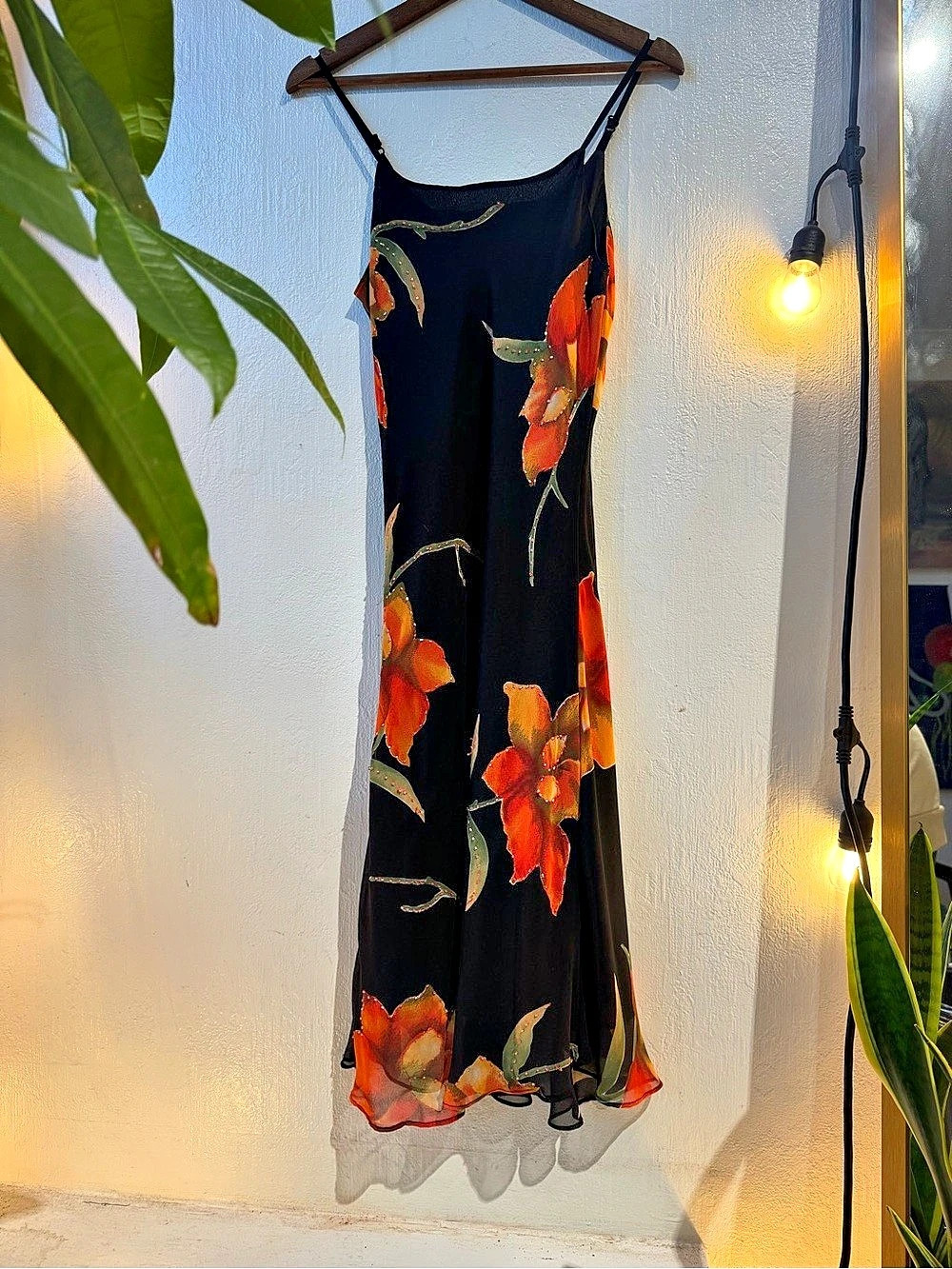 Free Wear Floral Maxi Dress in Black & Orange Size Medium